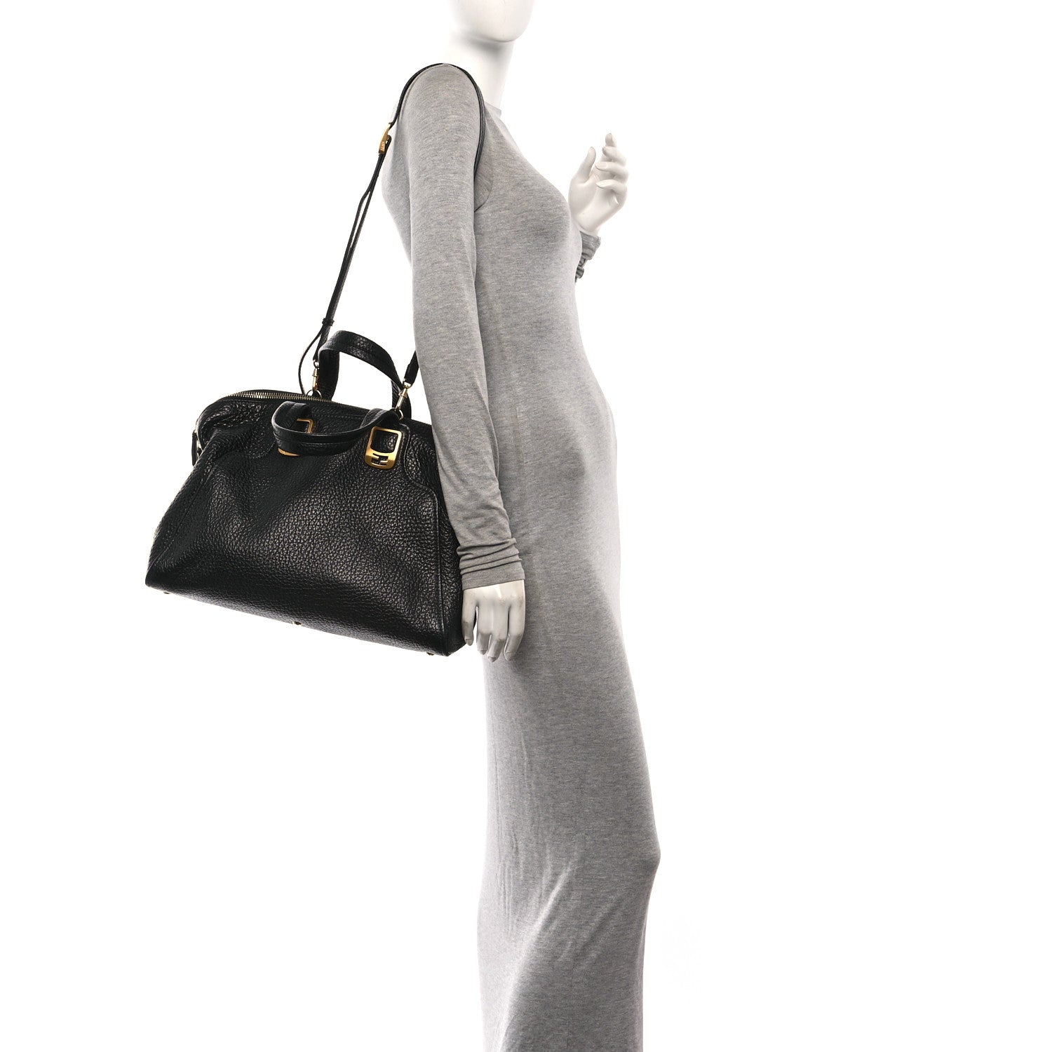 Pebbled Calfskin Large Chameleon Tote  Black