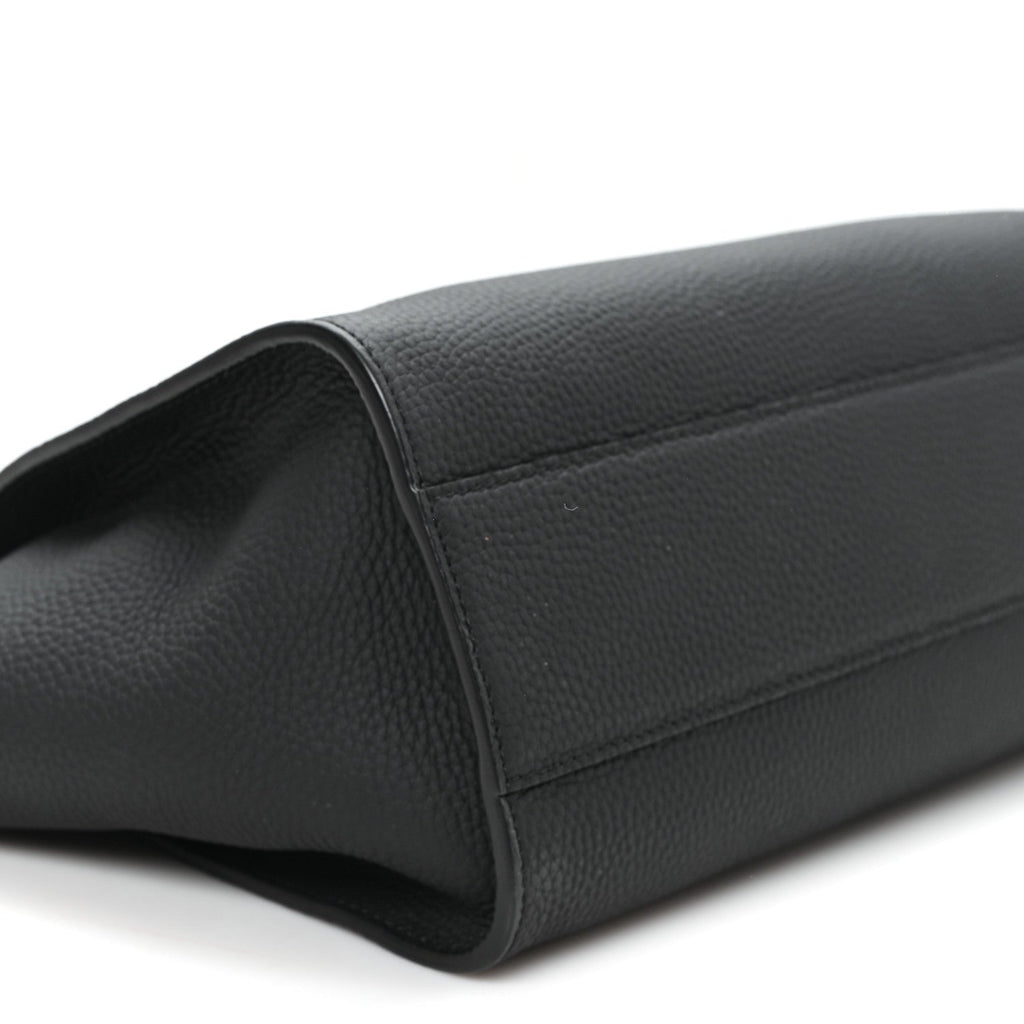 Grained Calfskin Marlo 12 Tote Bag Black Black