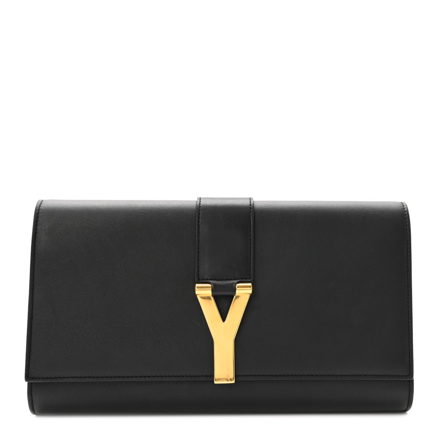 Calfskin Classic Y Ligne Clutch Black Black