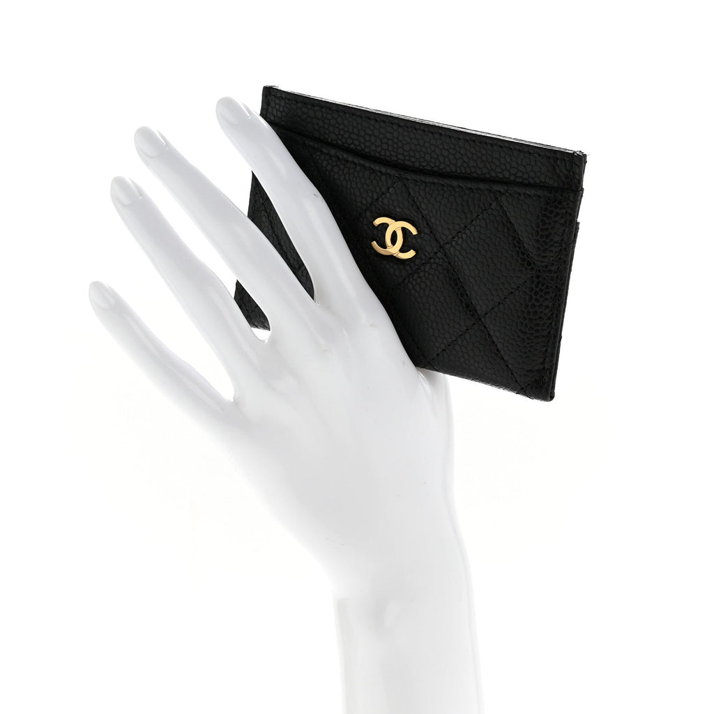 Caviar Quilted Card Holder Black