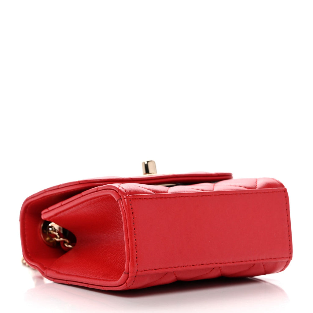 Lambskin Quilted Mini Trendy CC Clutch With Chain Red