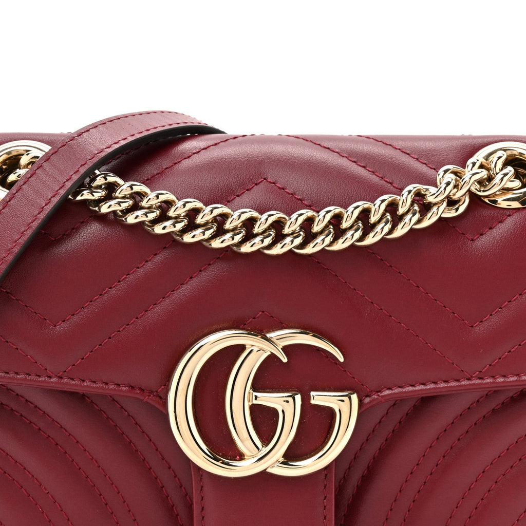 Calfskin Matelasse Mini GG Marmont Shoulder Bag Rosso Ancora