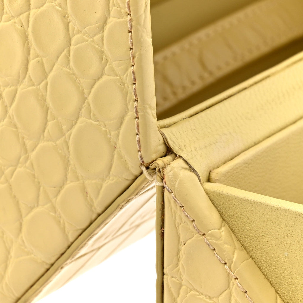 Calfskin Crocodile Embossed Daisey Box Clutch Yellow