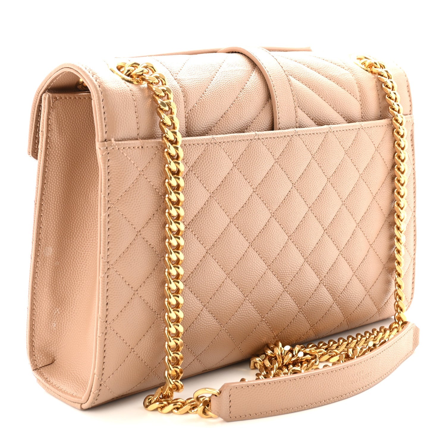Grain De Poudre Textured Mixed Matelasse Medium Triquilt Monogram Satchel New Nude