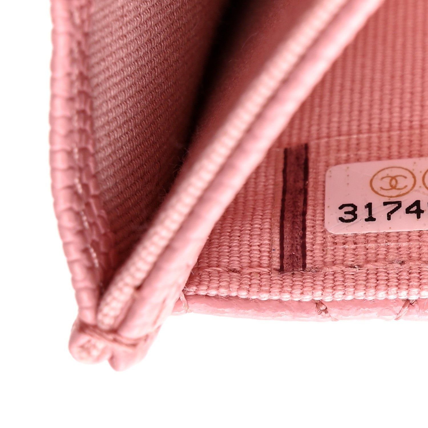 Caviar Quilted Flap Card Holder Wallet Pink