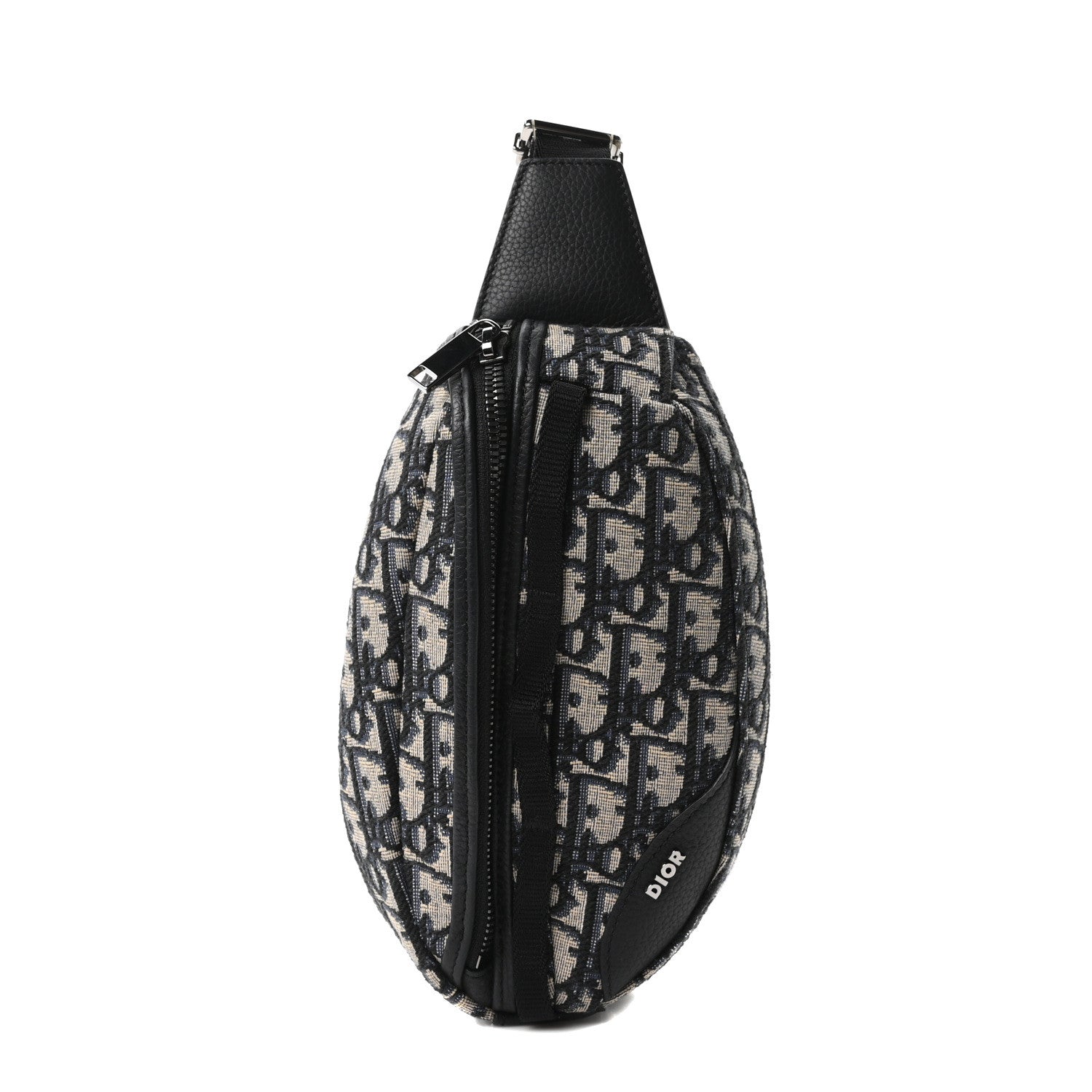 Grained Calfskin Oblique Scarab Sling Bag Blue Black