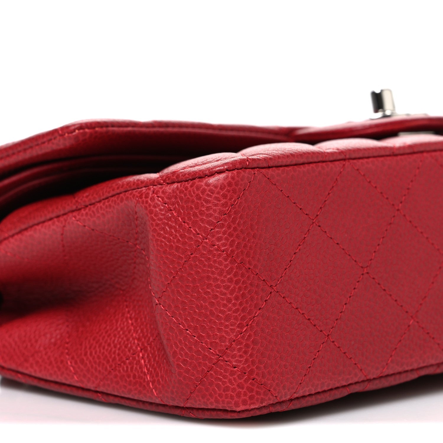 Caviar Quilted Medium Double Flap Dark Red
