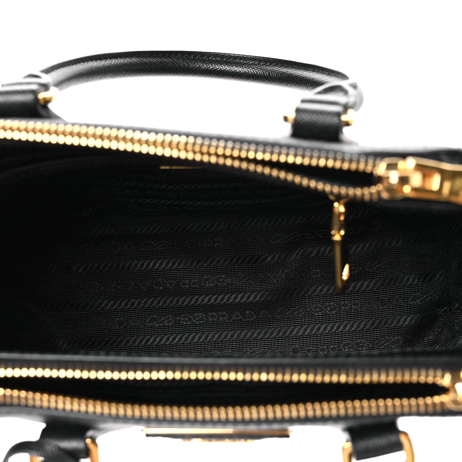 Saffiano Lux Mini Galleria Double Zip Tote Black