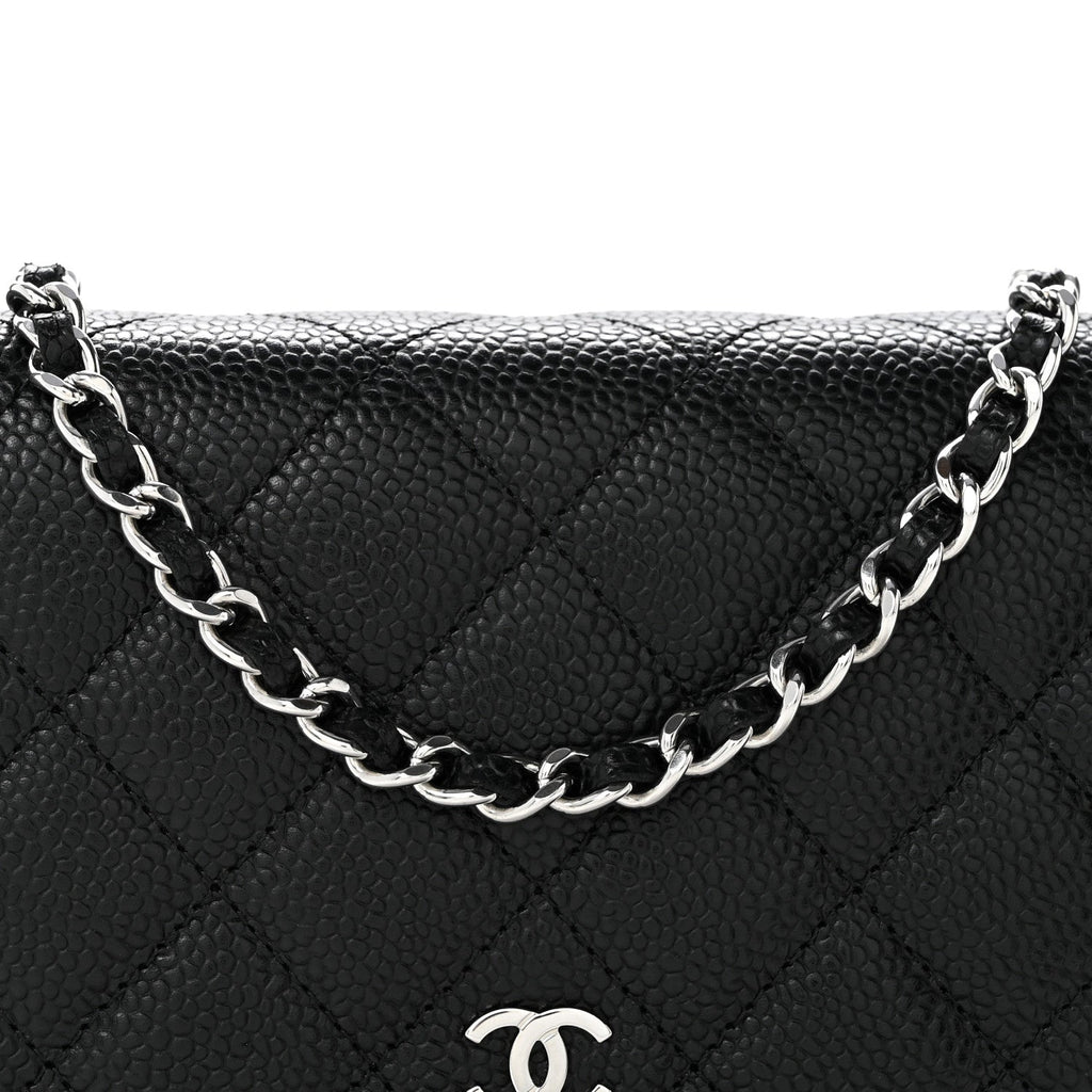 Caviar Quilted Wallet On Chain WOC Black