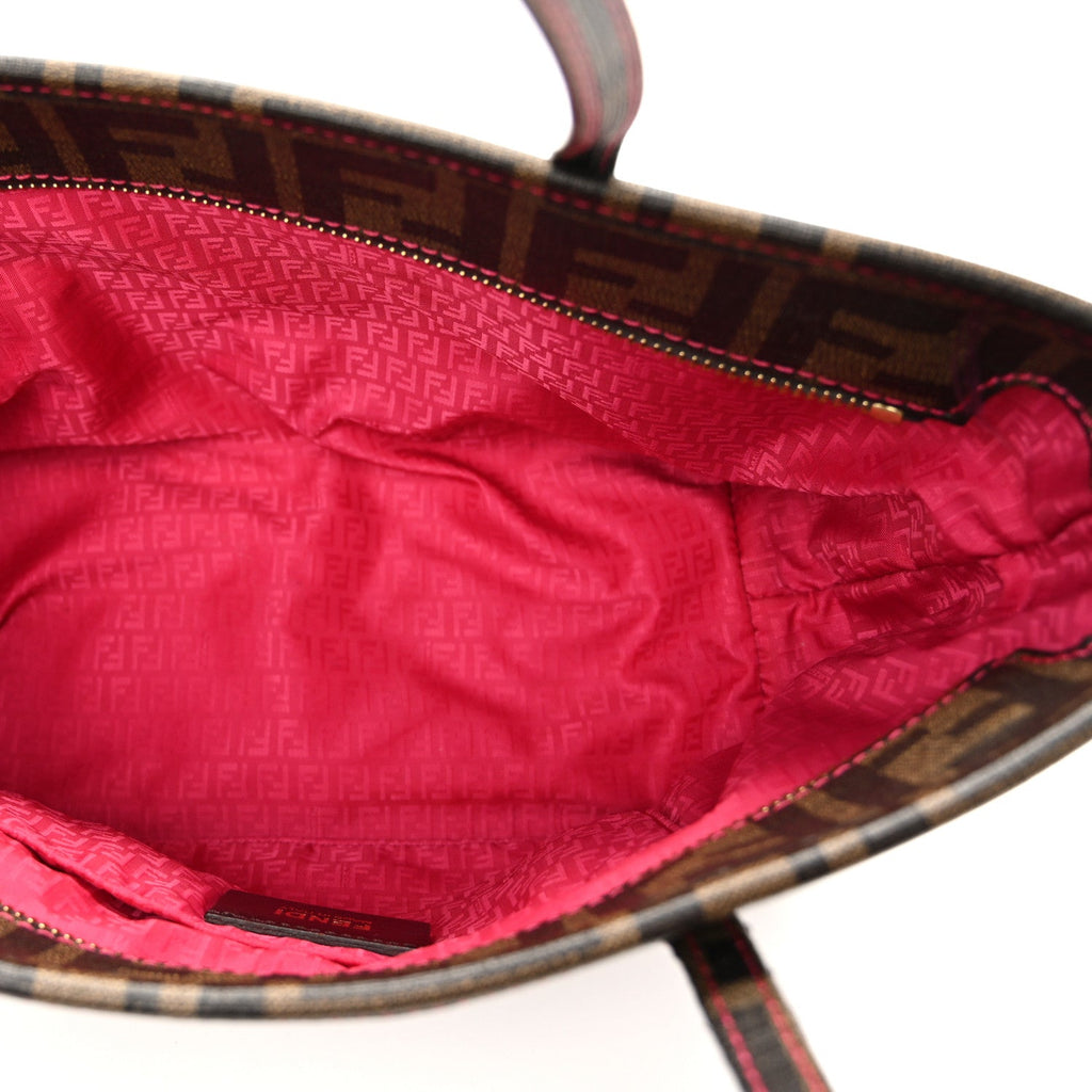 Zucca Spalmati Vitello FF Mini Roll Tote Tobacco Pink