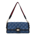 GG Monogram Denim Small Luce Shoulder Bag Blue