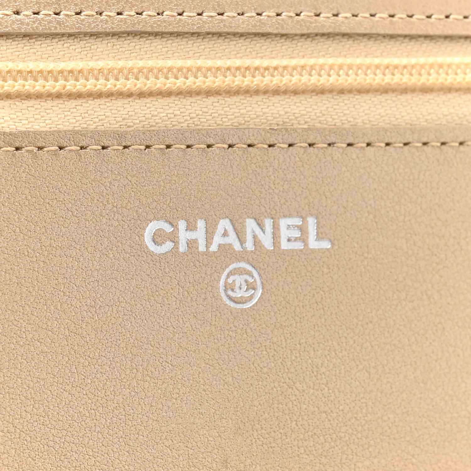 Metallic Lambskin Quilted Wallet On Chain WOC Gold Black