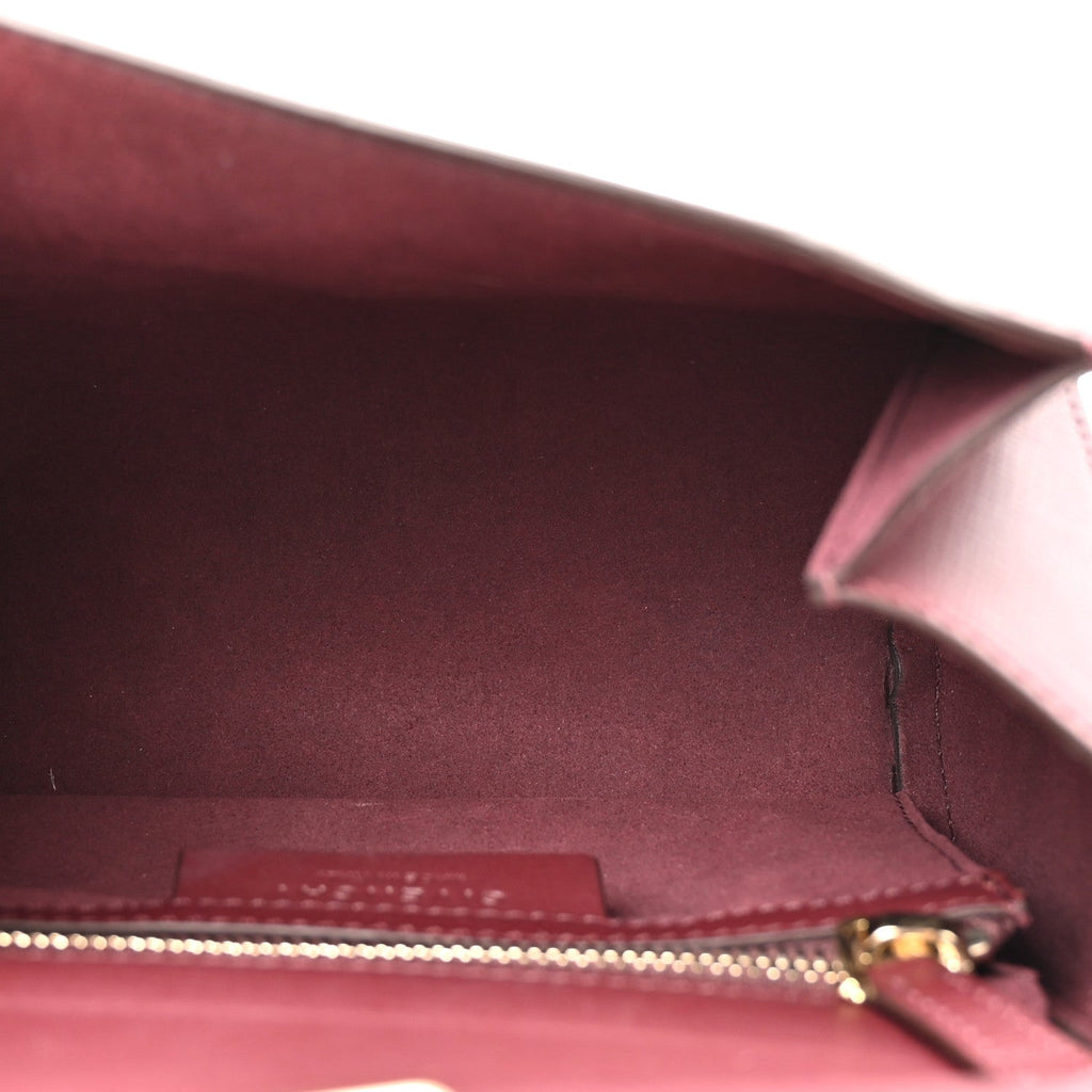 Textured Calfskin Mini Pandora Box Chain Crossbody Bag Oxblood
