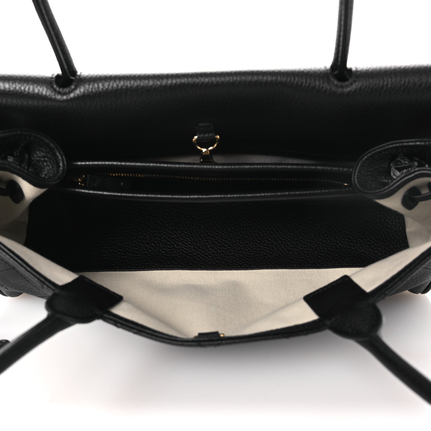 Grained Calfskin Stitched Urban Essentials Small Shopping Bag Black