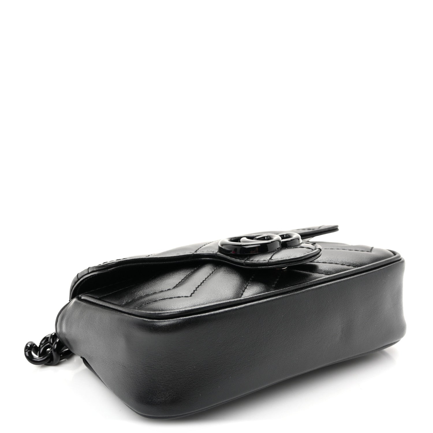 Calfskin Matelasse Monochrome GG Marmont Chain Belt Bag Black
