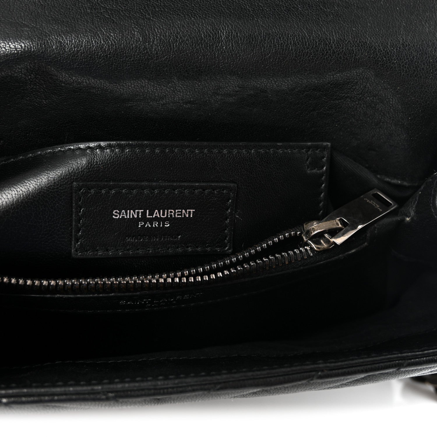 Sheepskin Matelasse Chevron Monogram Medium College Bag Black