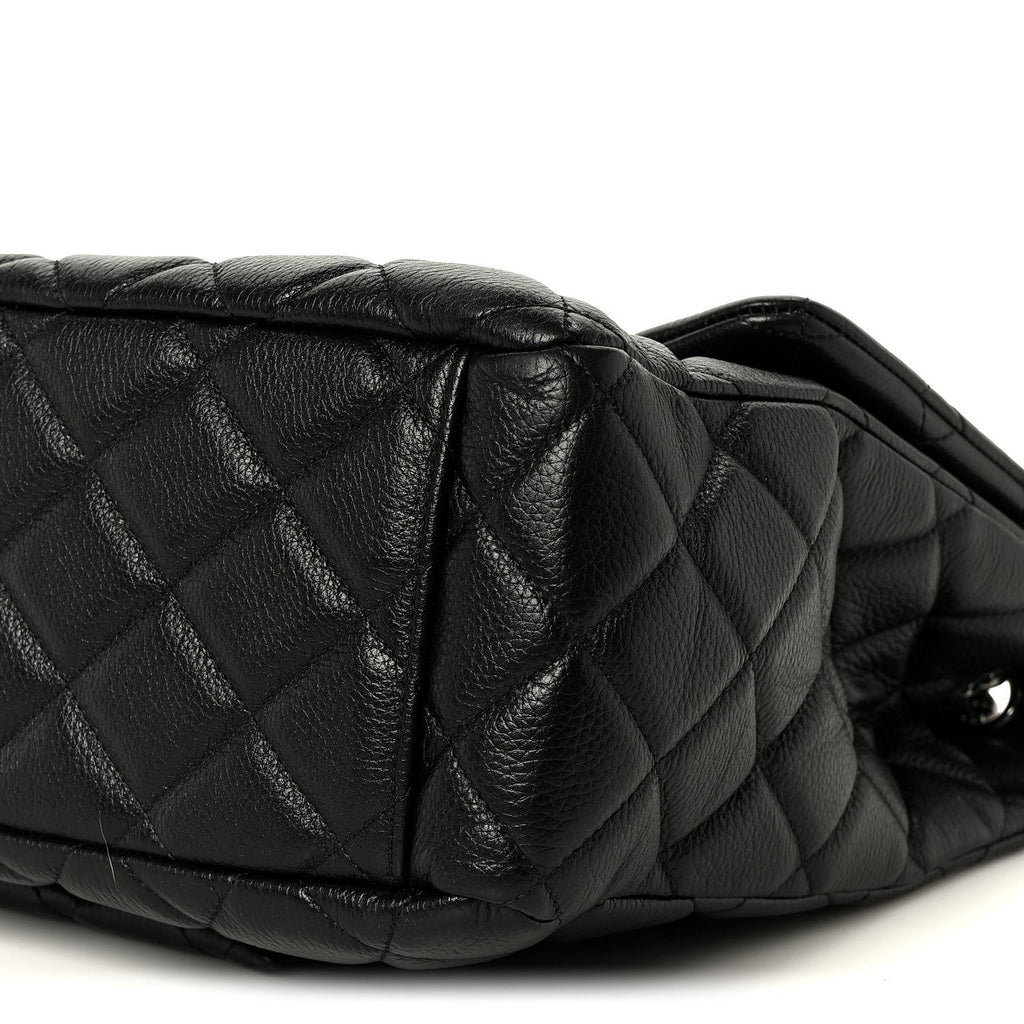 Calfskin Quilted XXL Travel Flap Bag Black