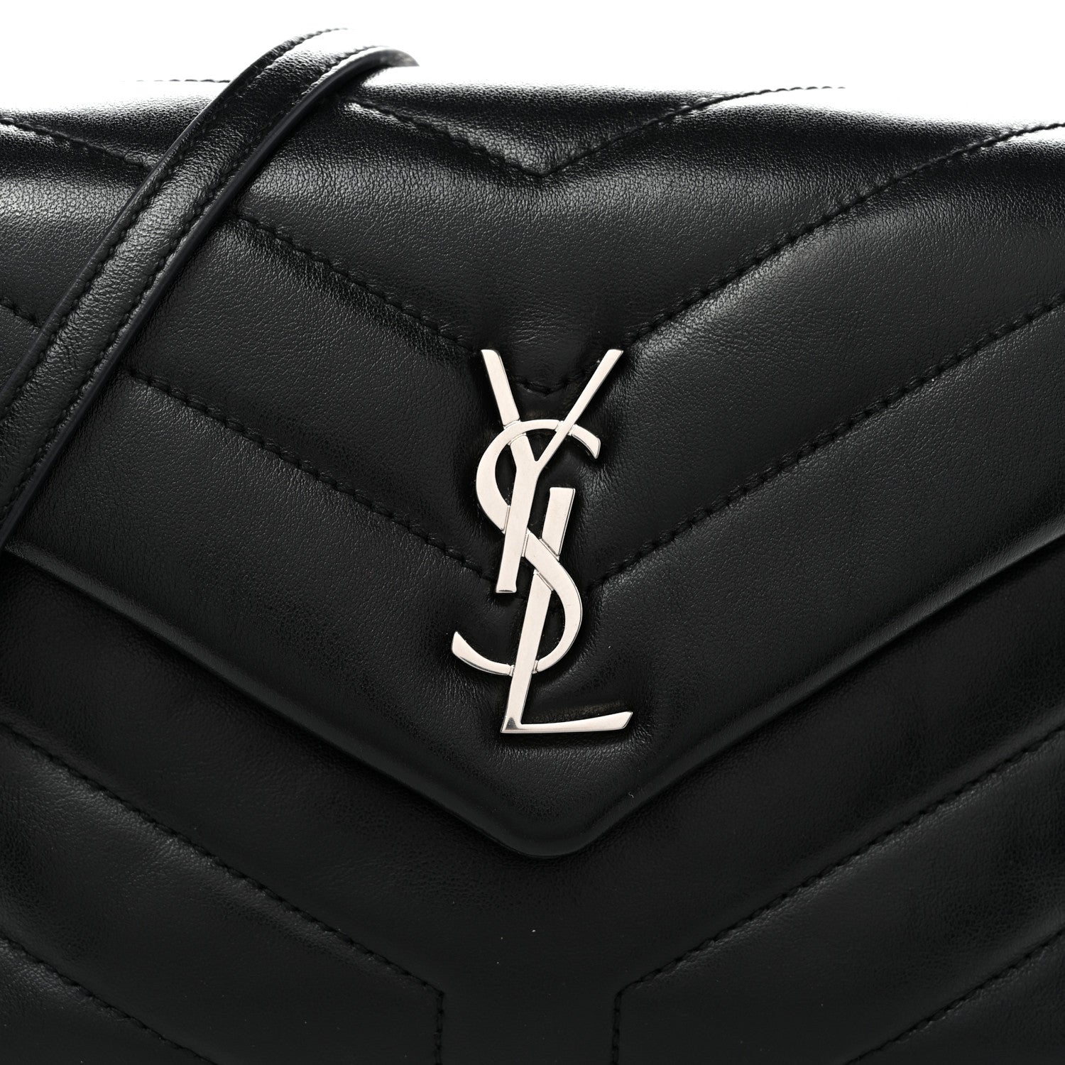 Calfskin Y Quilted Monogram Toy Loulou Crossbody Bag Black