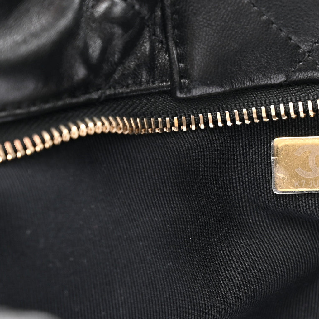 Lambskin Quilted Bow Bag Black