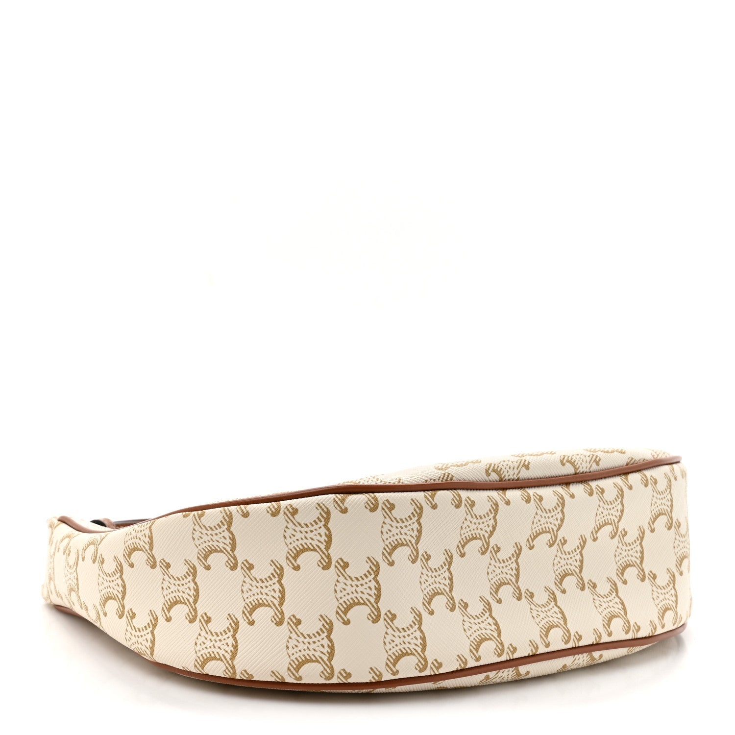 Canvas Calfskin Ava Triomphe Shoulder Bag White