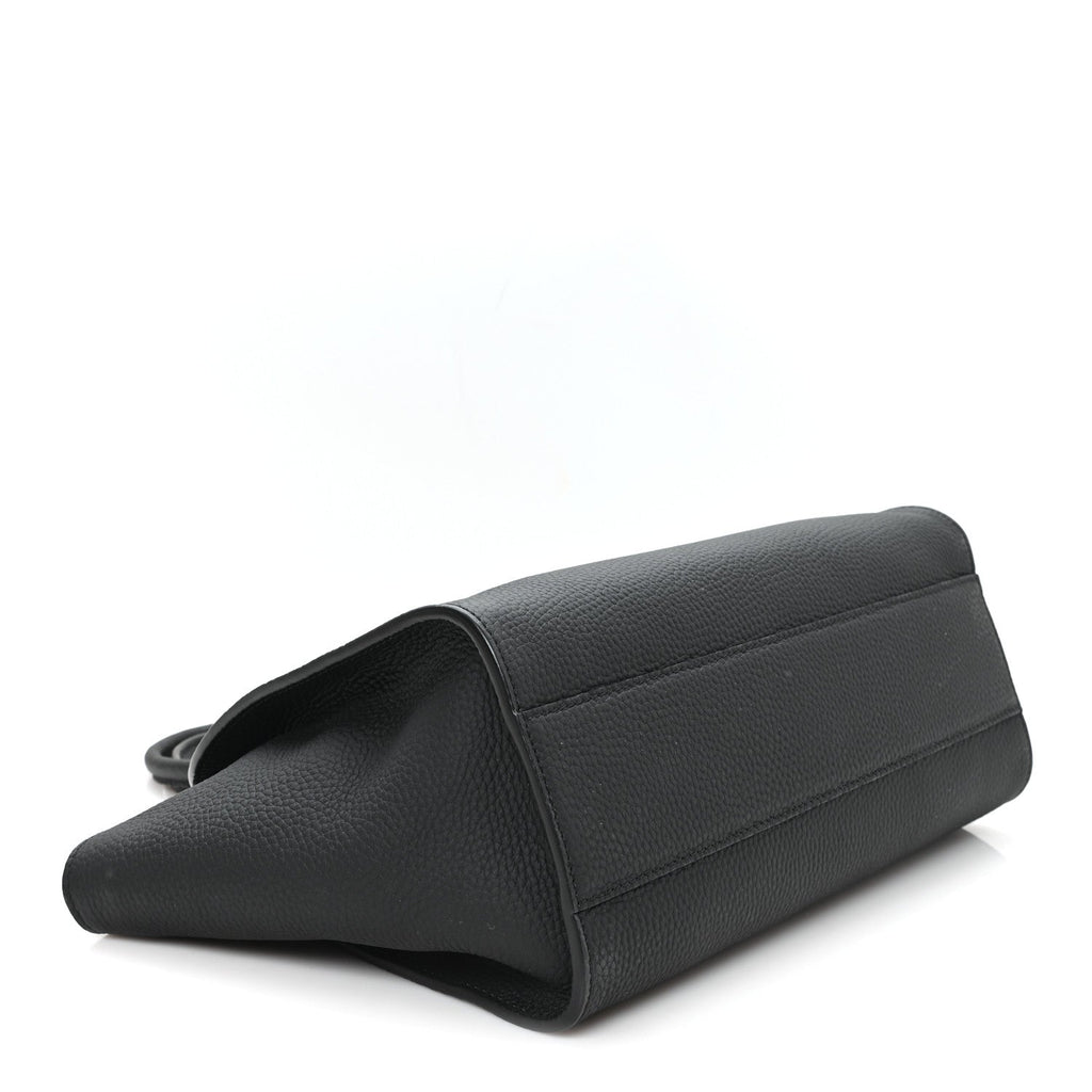 Grained Calfskin Marlo 12 Tote Bag Black Black