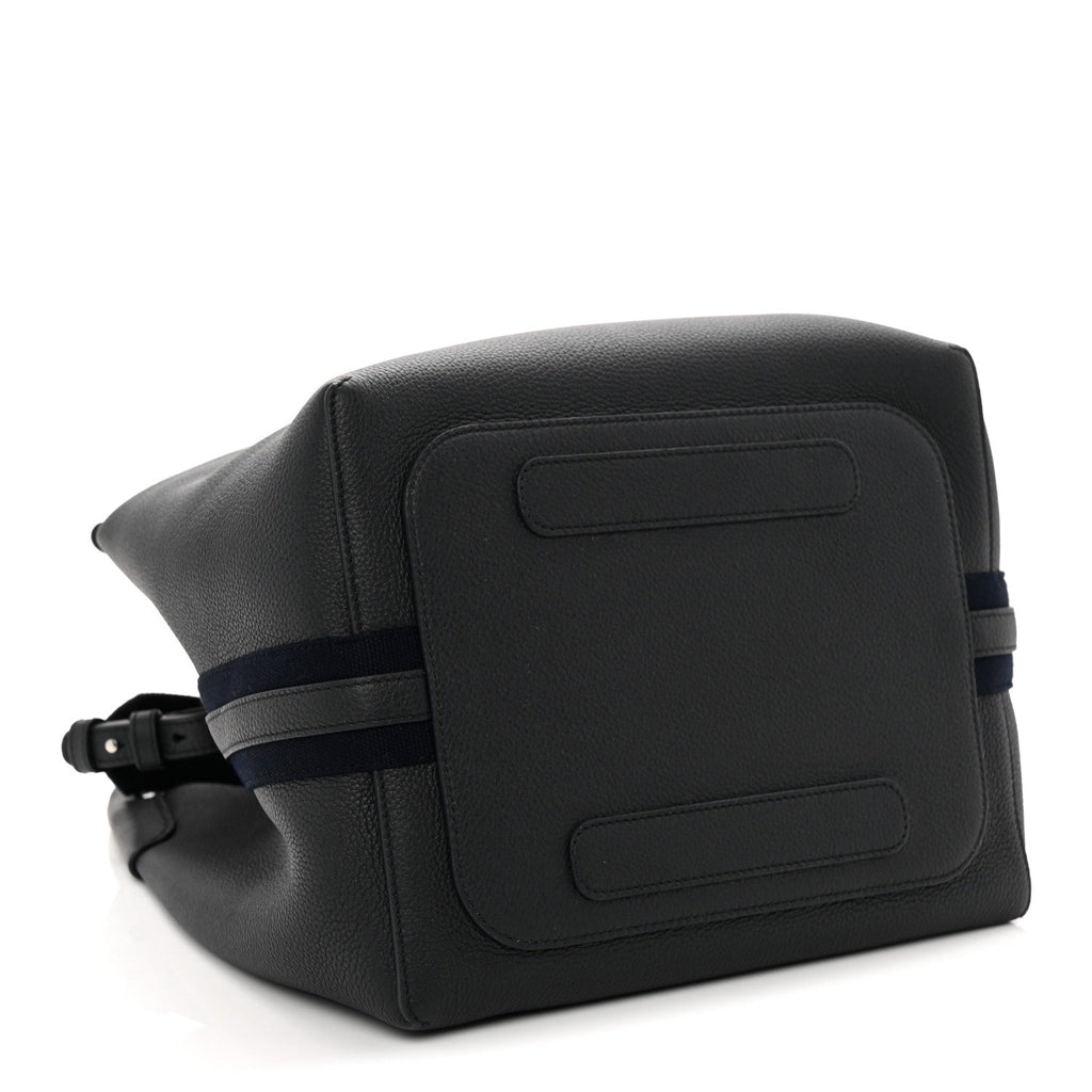 Grained Calfskin Large Bale Bag Navy Blue