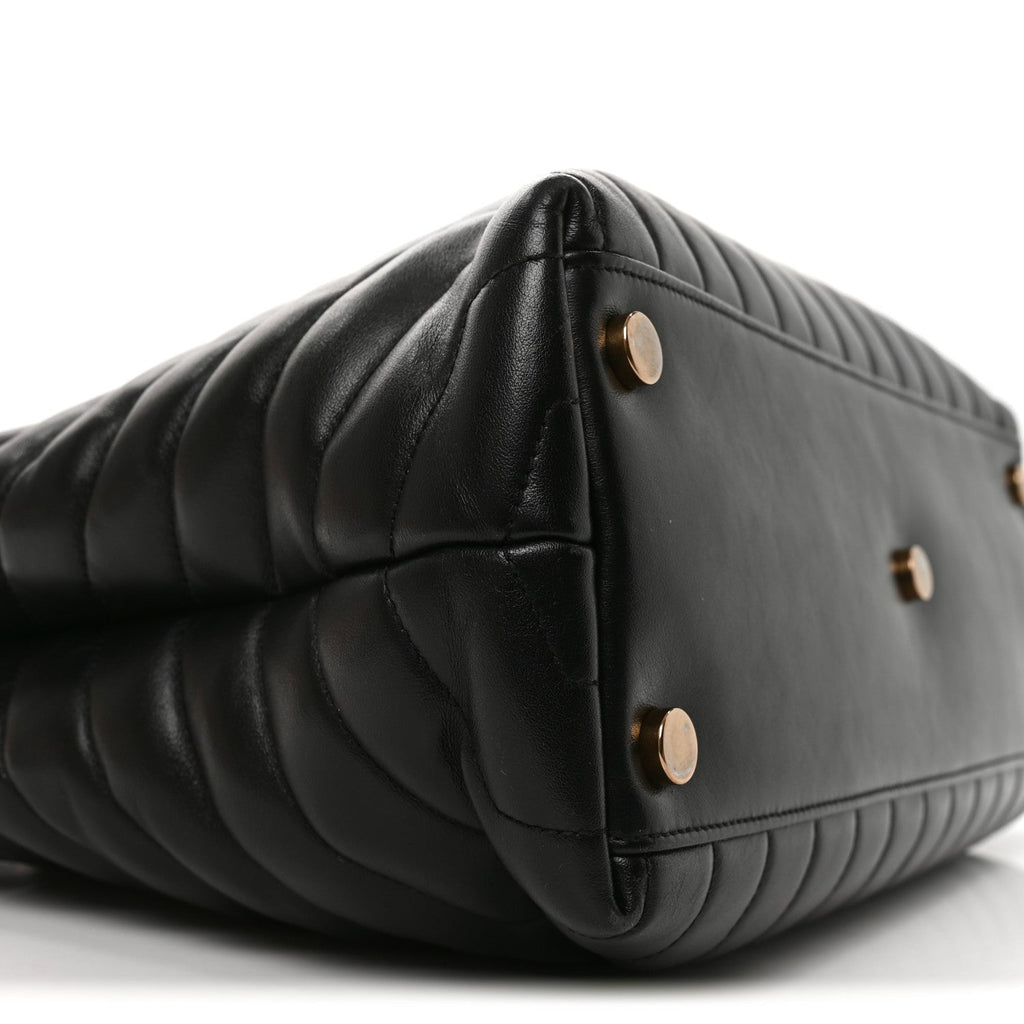 Calfskin Y Quilted Monogram Large Loulou Shopper Black