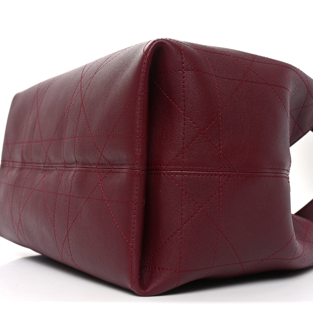Calfskin Macrocannage Medium Toujours Vertical Tote Burgundy