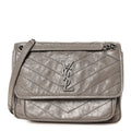 Crinkled Calfskin Matelasse Monogram Medium Niki Chain Satchel Fog