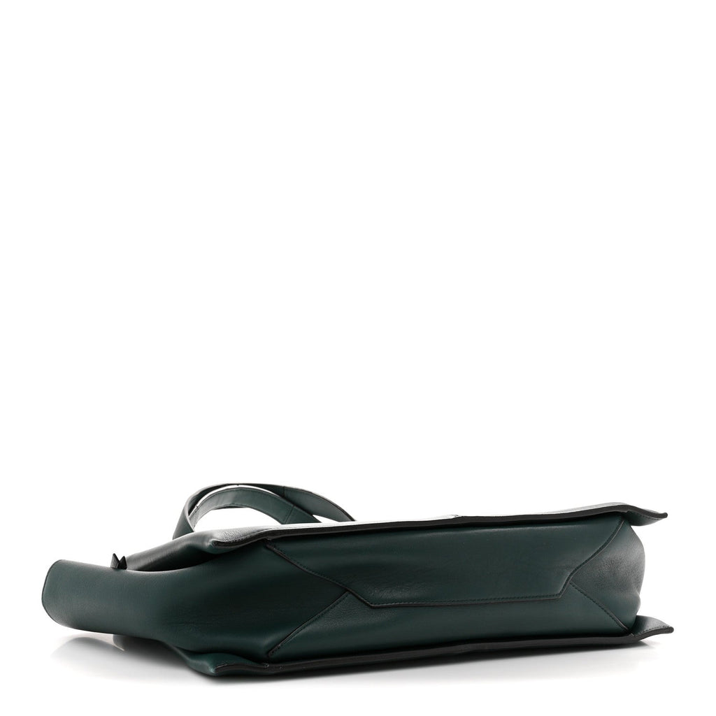Smooth Calfskin Medium Tri-Fold Bag Bottle Green
