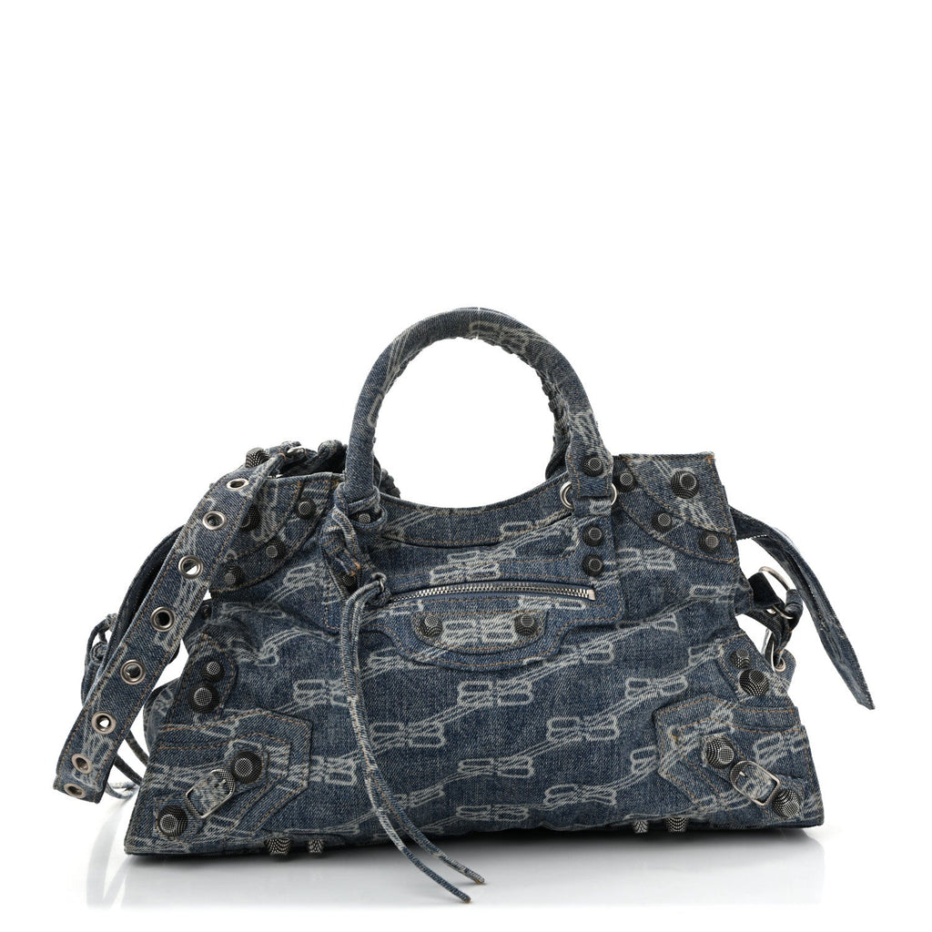 Denim BB Monogram Neo Cagole City Handbag Blue