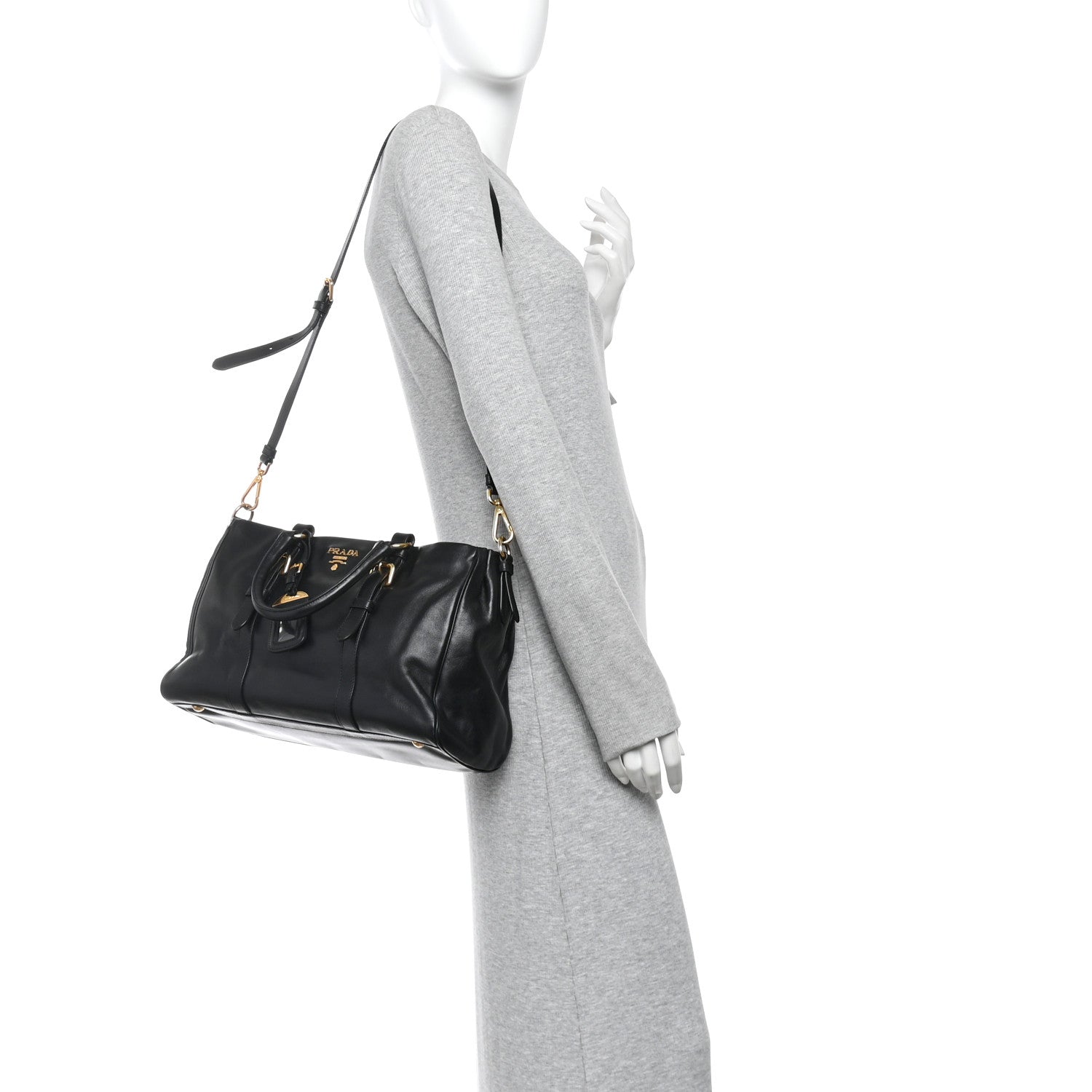 Soft Calfskin Shopping Satchel Black