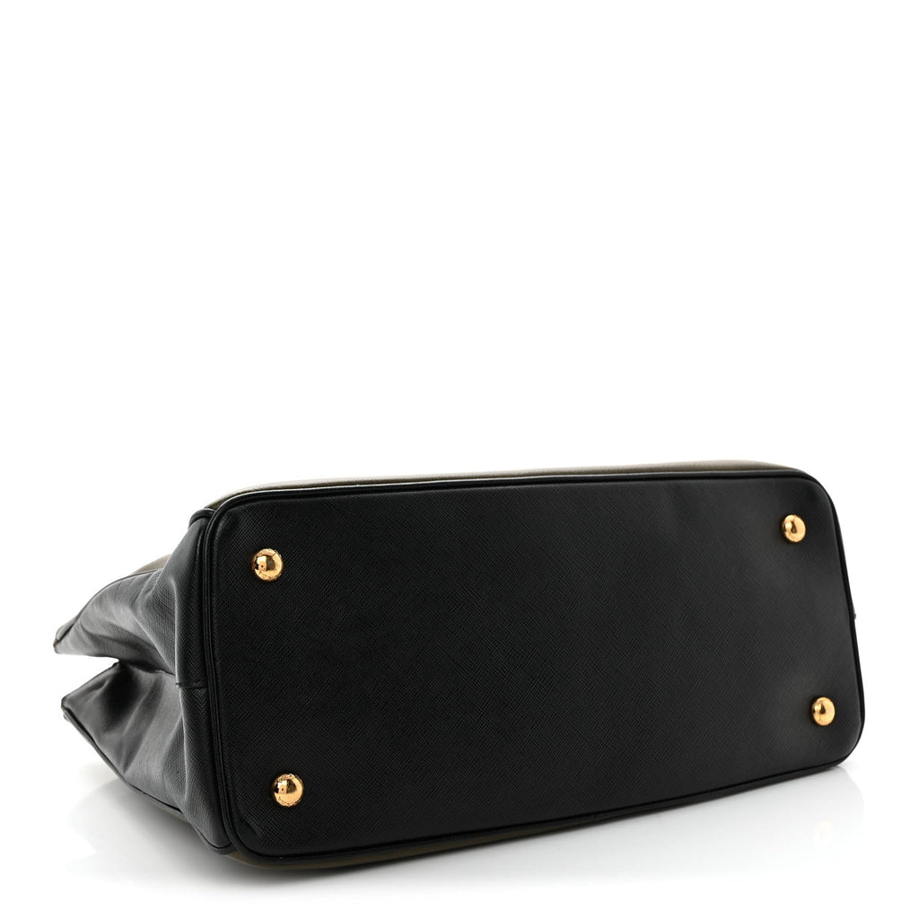 Saffiano Lux Bi-Color Medium Tote Militare Black