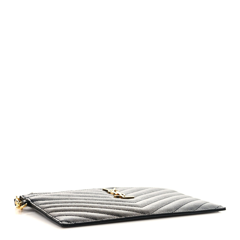 Grain De Poudre Chevron Monogram Large Bill Pouch Black