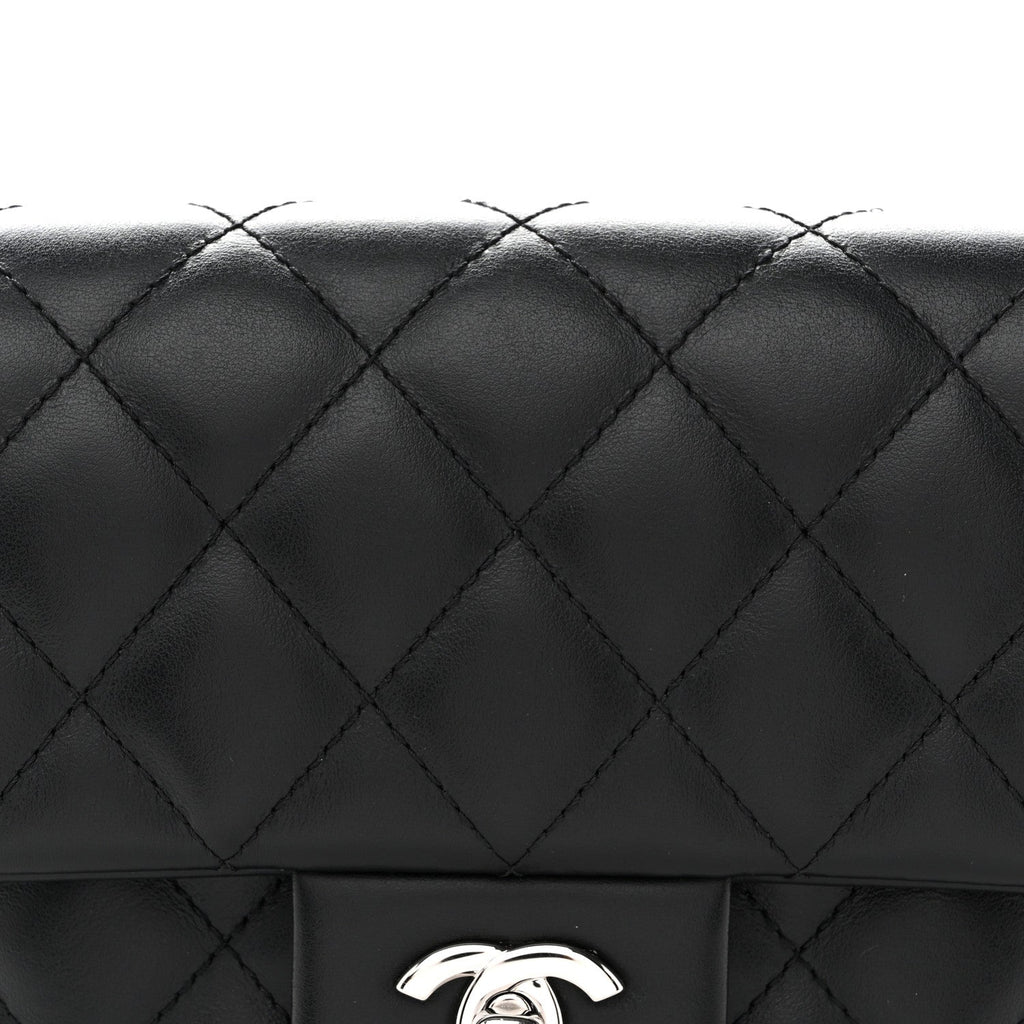 Calfskin Quilted CC Uniform Flap Belt Bag Black