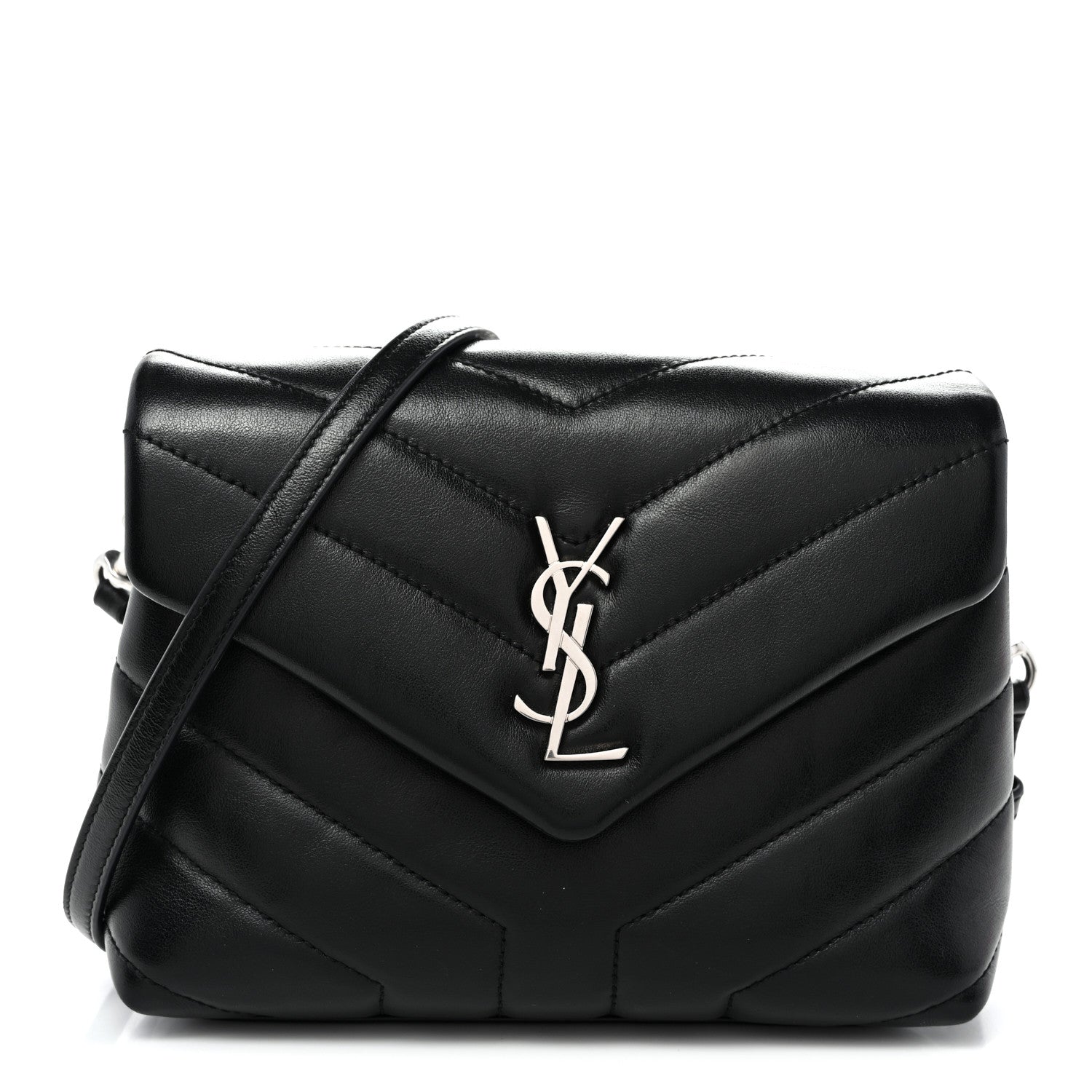 Calfskin Y Quilted Monogram Toy Loulou Crossbody Bag Black