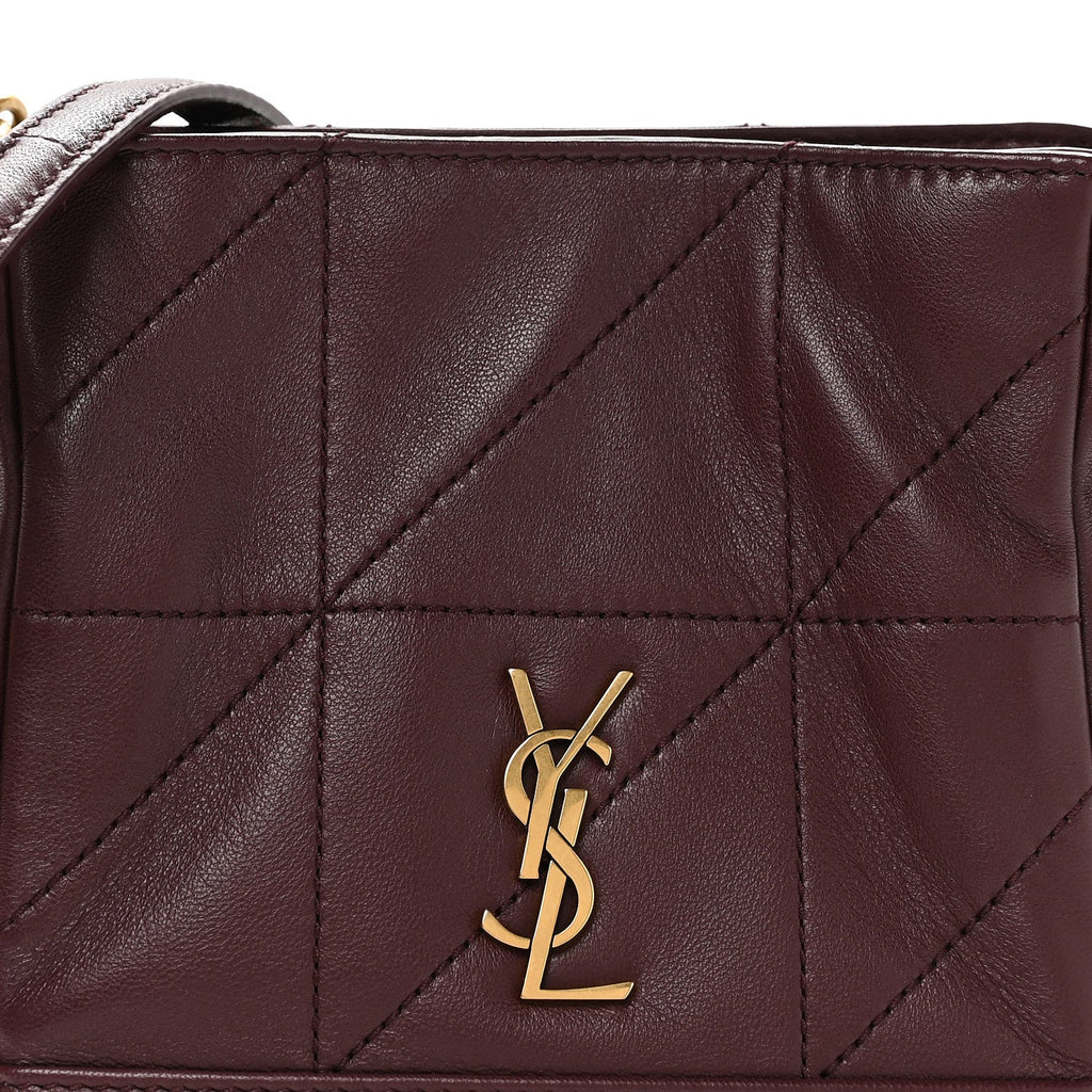 Lambskin Matelasse Monogram Mini Jamie Shoulder Pouch Bag Rouge Cabernet