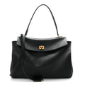 Natural Smooth Calfskin Medium Rodeo Top Handle Handbag Black