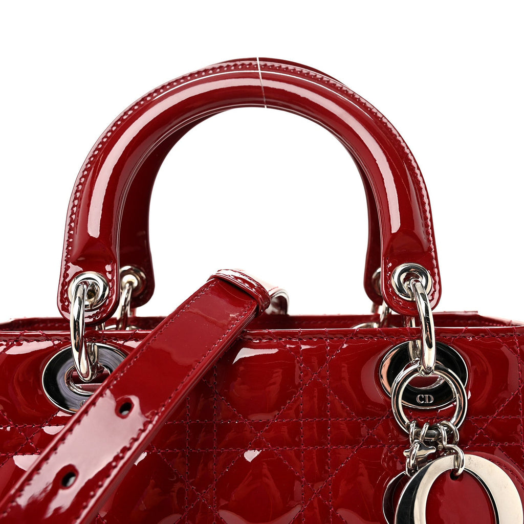 Patent Cannage Medium Lady Dior Red