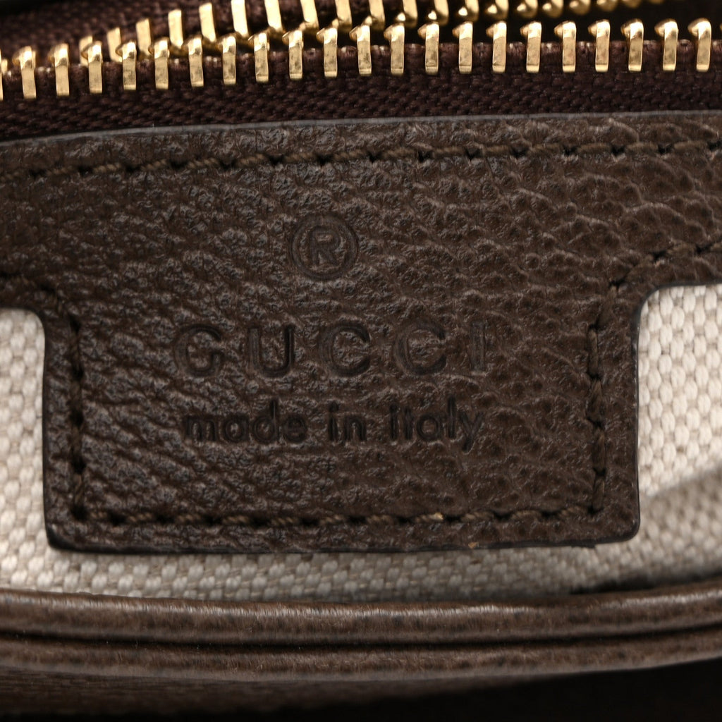 GG Supreme Monogram Textured Dollar Calfskin Web Medium Blondie Top Handle Shoulder Flap Bag Beige Ebony New Acero