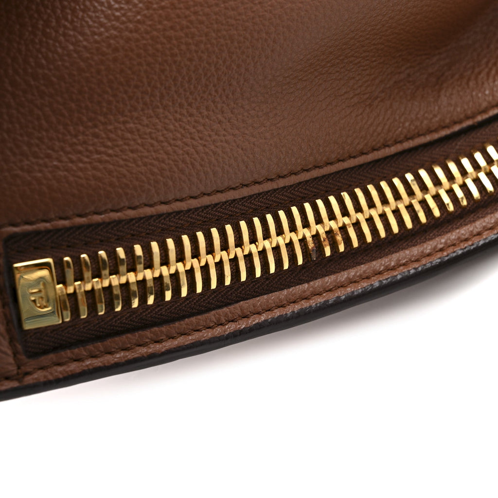Ramskin Large Alix Padlock Zip Shoulder Bag Brown