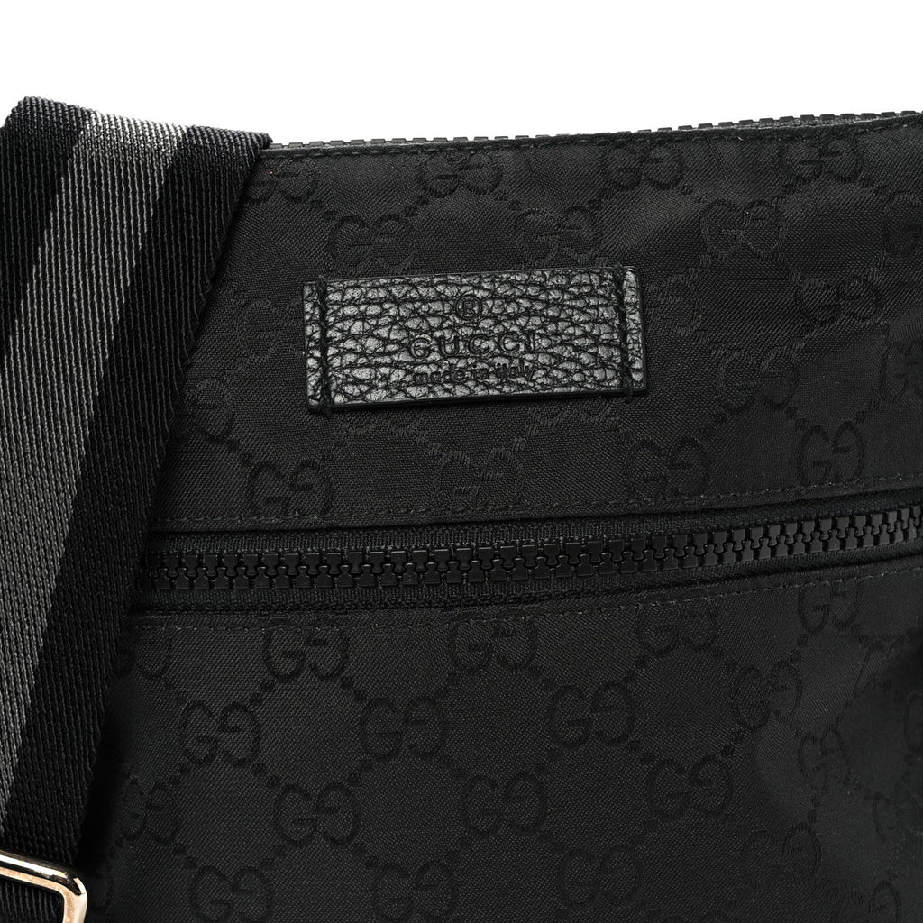 Nylon Monogram Mini Flat Messenger Bag Black