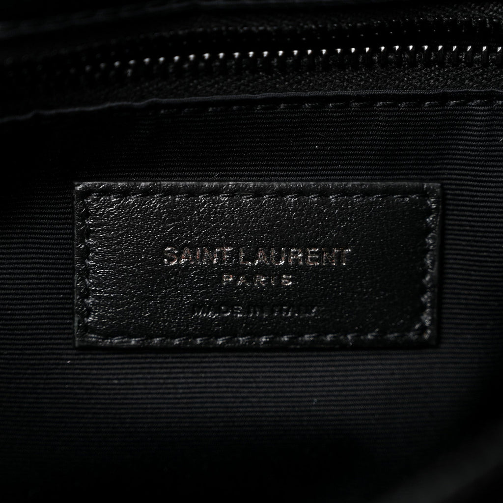 Calfskin Y Quilted Monogram Monochrome Large Loulou Chain Satchel Black