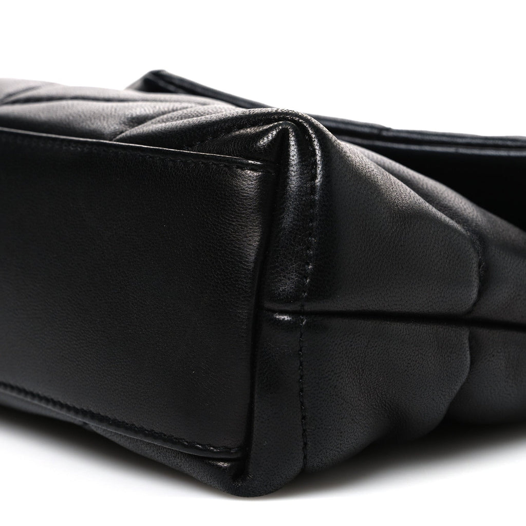Lambskin Quilted Toy Loulou Puffer Monogram Chain Satchel Black
