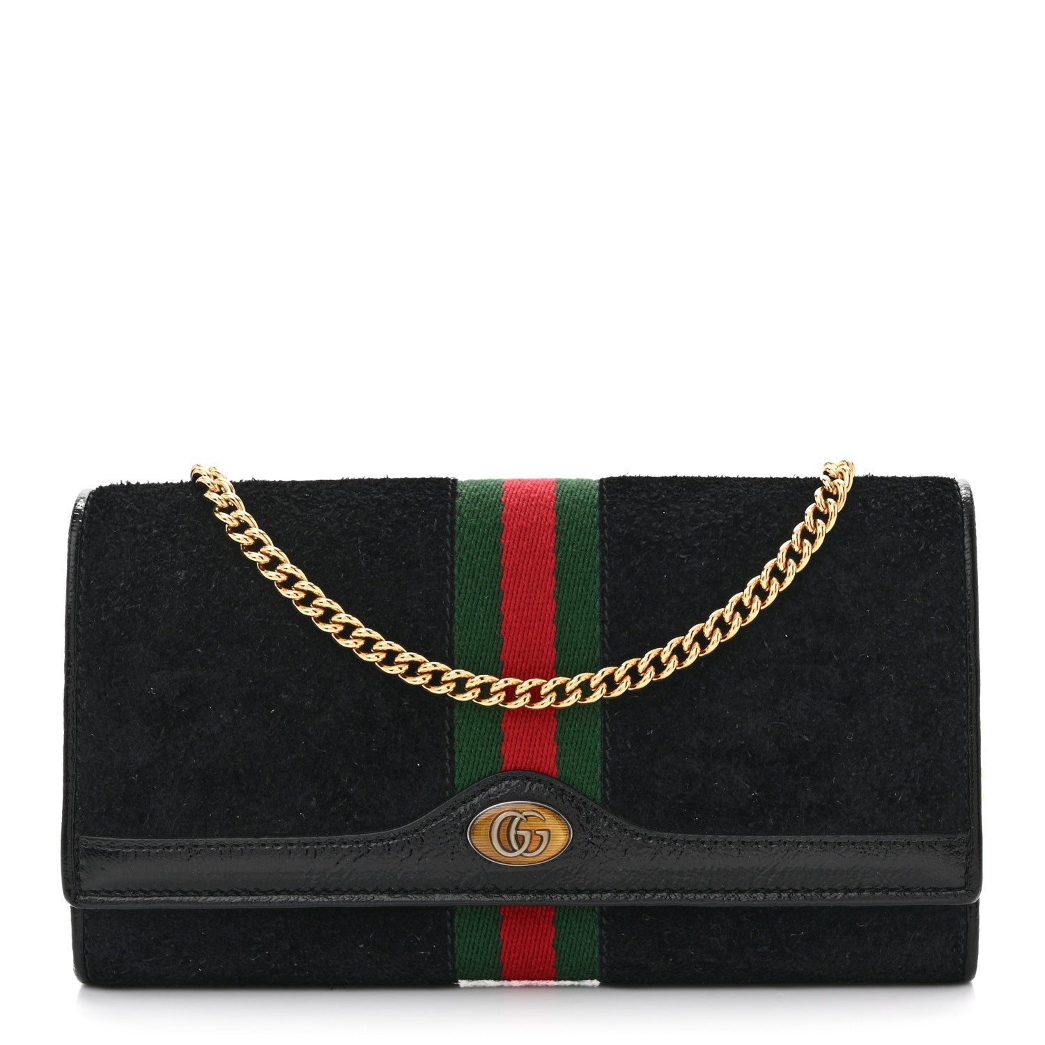 Suede Patent Web Ophidia Wallet On Chain Black