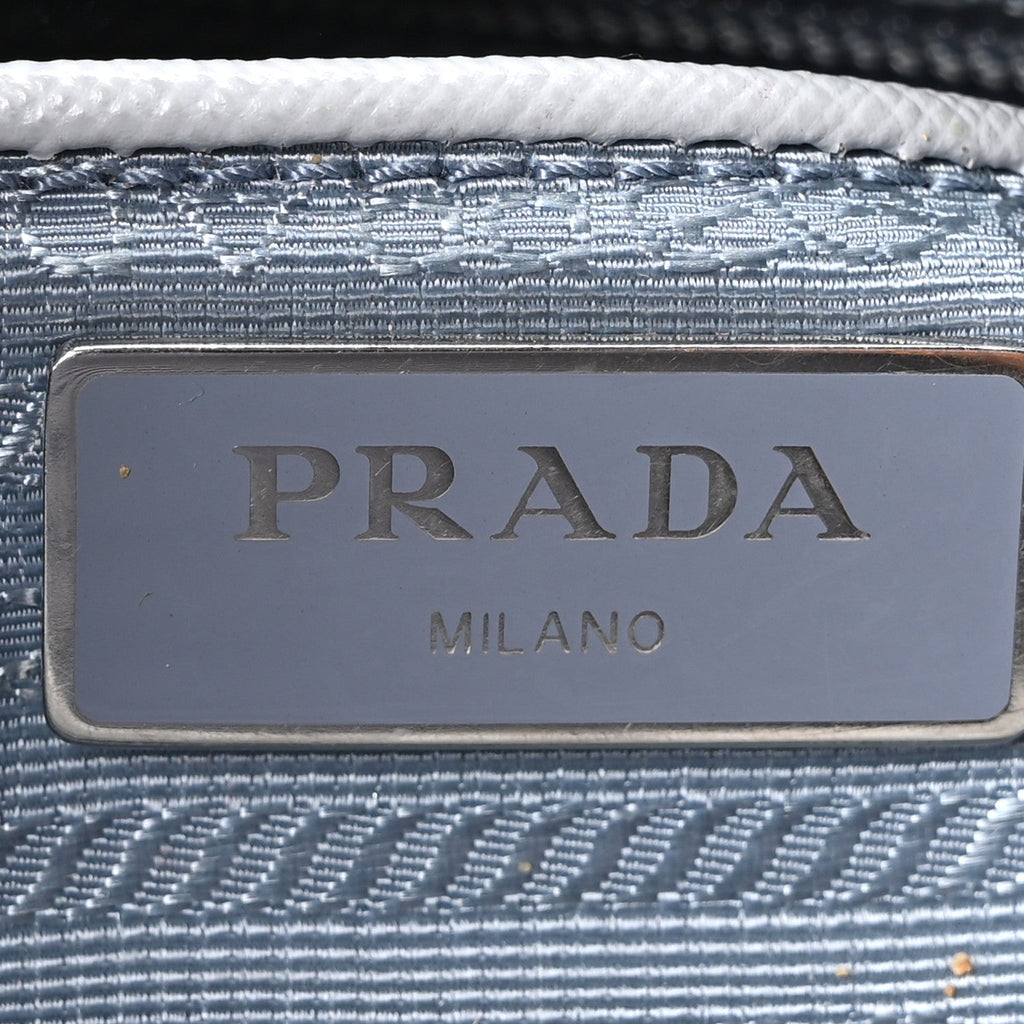 Re-Nylon Vela Saffiano Pocket Double Buckle Messenger Shoulder Bag Fiordaliso