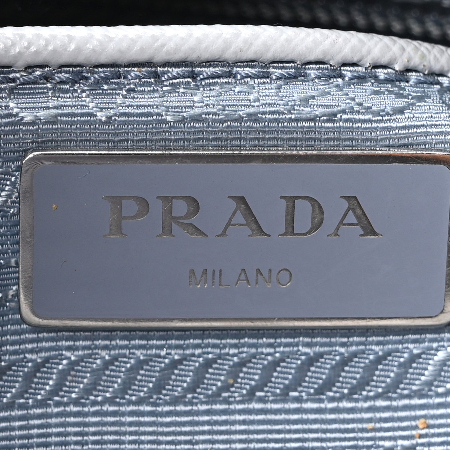 Re-Nylon Vela Saffiano Pocket Double Buckle Messenger Shoulder Bag Fiordaliso