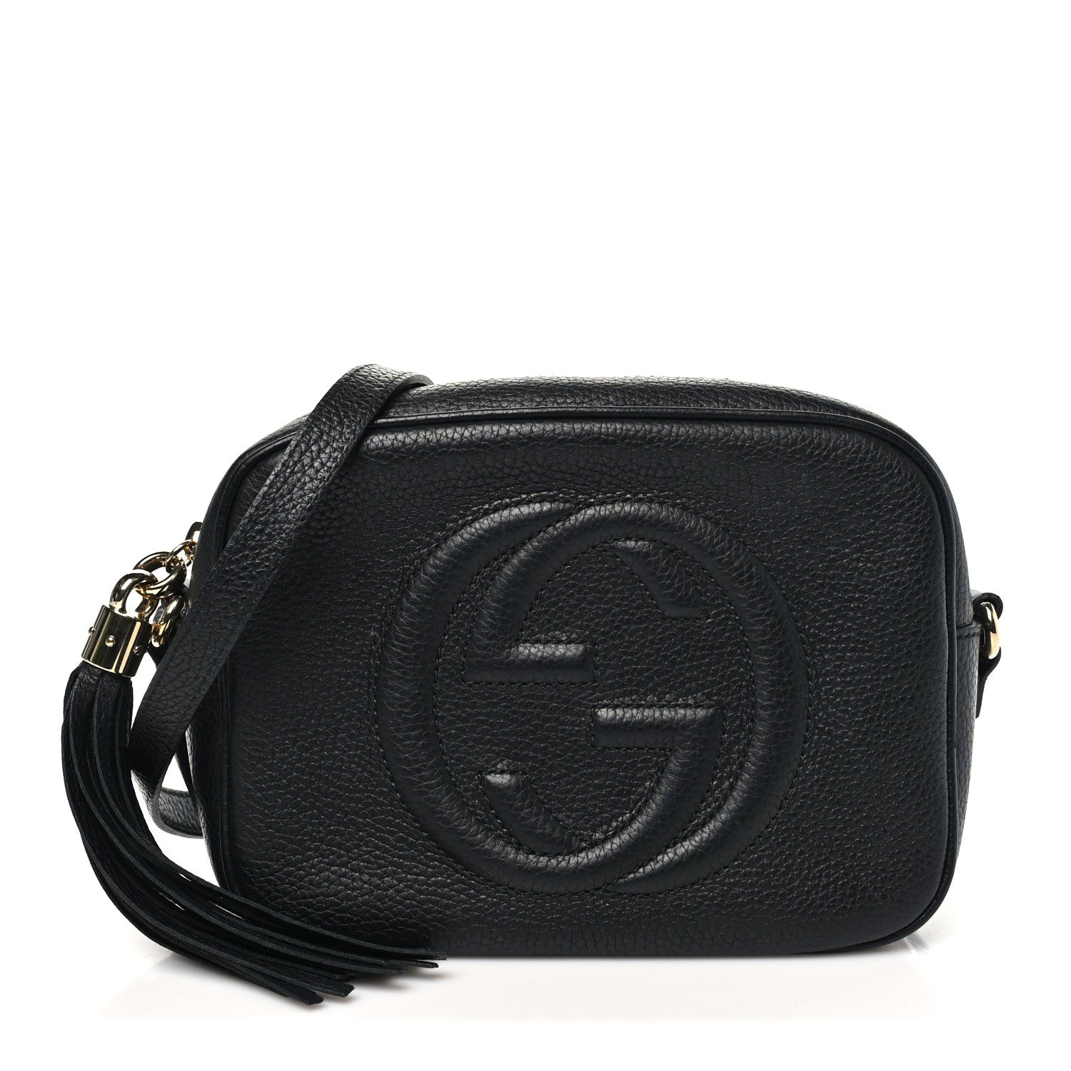 Pebbled Calfskin Small Soho Disco Bag Black