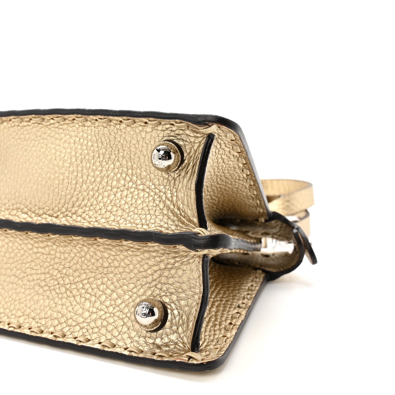 Metallic Cuoio Roma Sellerissima Nappa Sintetica Tape Stitch Petite Peekaboo I SEE U Iconic Satchel Platino