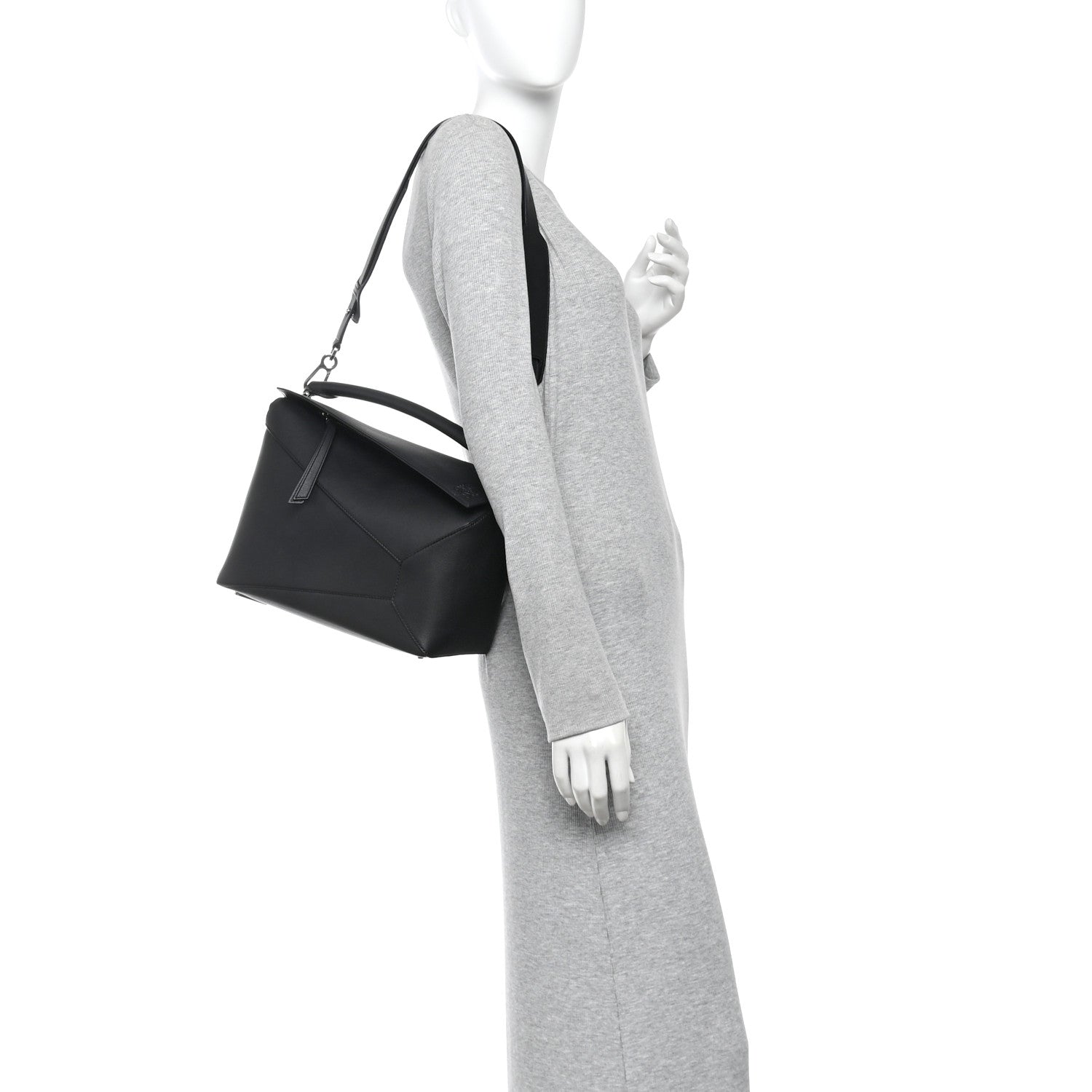 Calfskin Medium Puzzle Edge Bag Black